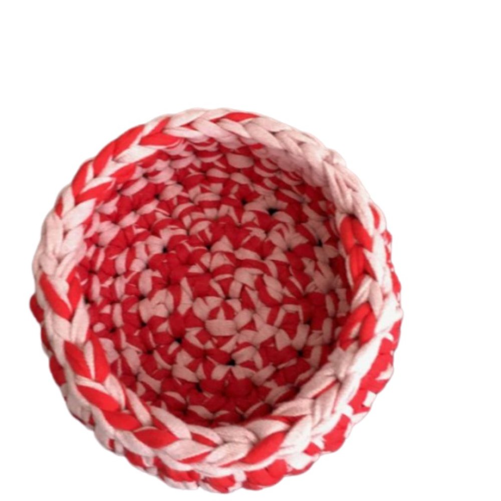 Crochet Knitted Round Basket Small.